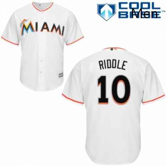 Mens Majestic Miami Marlins 10 JT Riddle Replica White Home Cool Base MLB Jersey